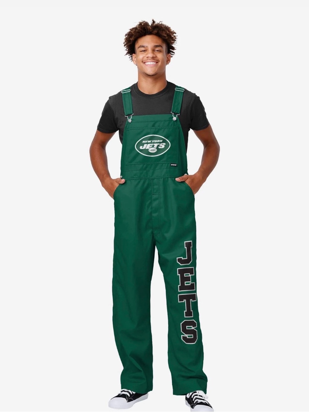 New York Jets Men’s Solid Green Jets Logo Bib Overalls Size L Gameday Gear NFL